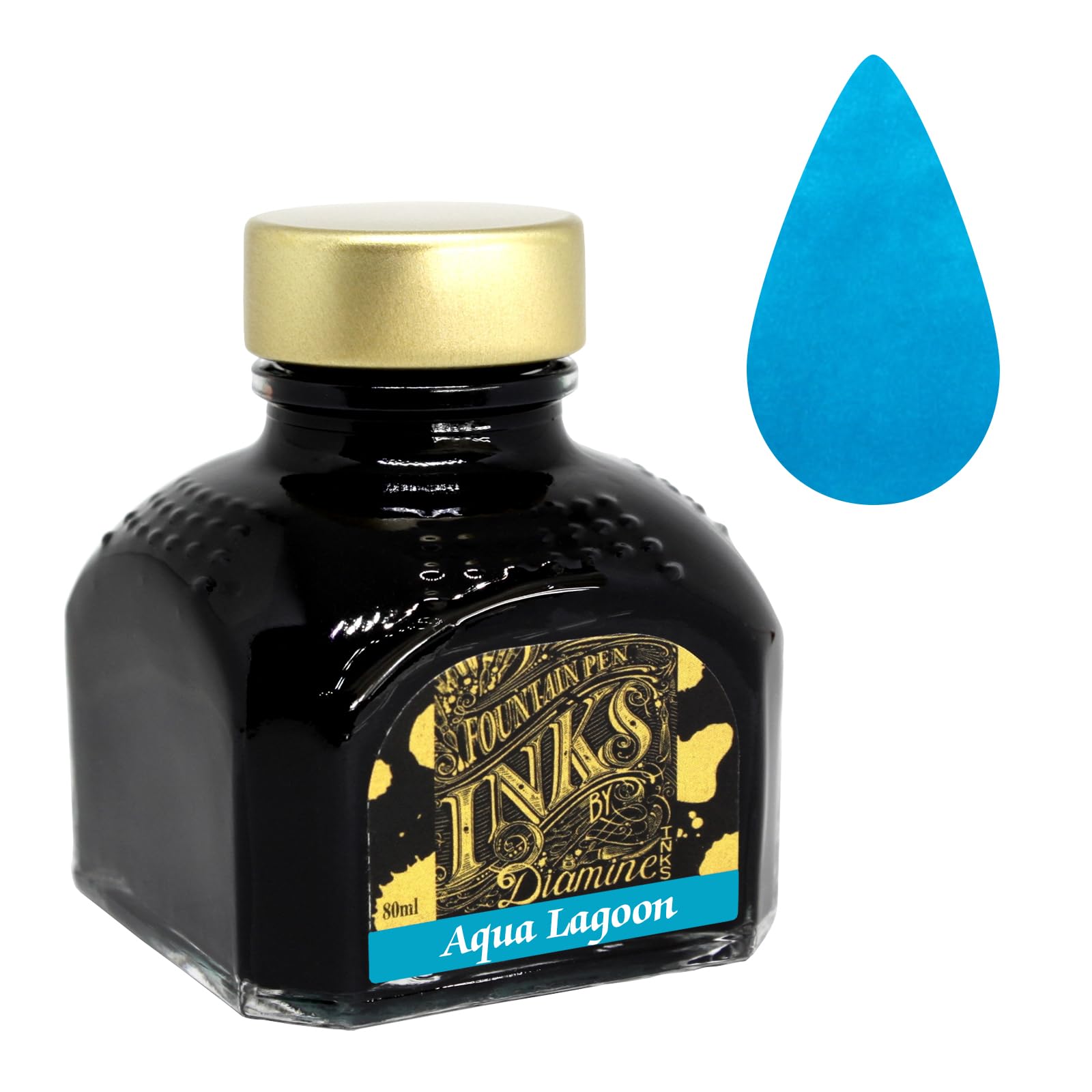 Diamine 80ml Aqua Lagoon fountain pen ink bottle