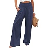 RXGOY Women Palazzo Pants for Women Summer Boho Wide Leg High Waist Casual Lounge Pant 2025 Beach Travel Vacation Outfits