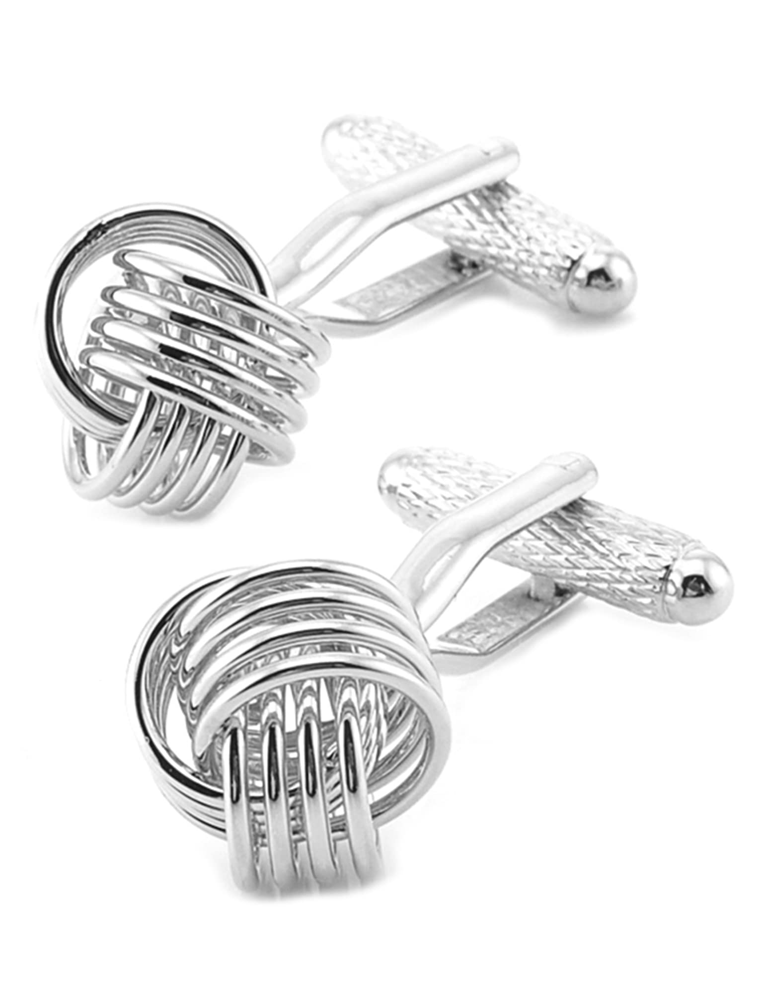 Jonwo Twist Knot Cufflinks in Gift Case Cuff Links for Men Lady Daily Shirt Buttons Business Wedding Gift Party Tuxedo Shirt Accessory (Silver Knot Cufflinks)