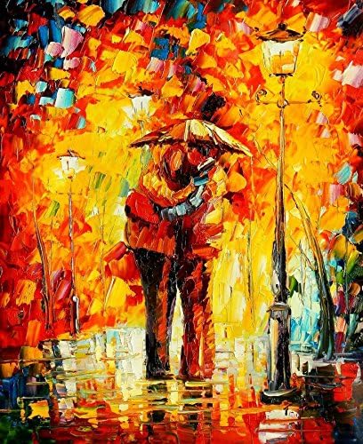 Decoration Moderne Couple D Amour Enlace Parasol X 24 Peinture A L Huile Amazon Fr Cuisine Maison