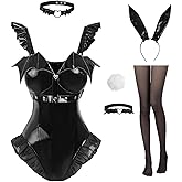 NUOQI Bunny Costume Suit Adult Women White Bunny Cosplay Girl Anime Bodysuit Halloween Set