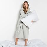 Sienna Extra Long Hoodie Blanket Silver Grey with Sherpa Lining view 7