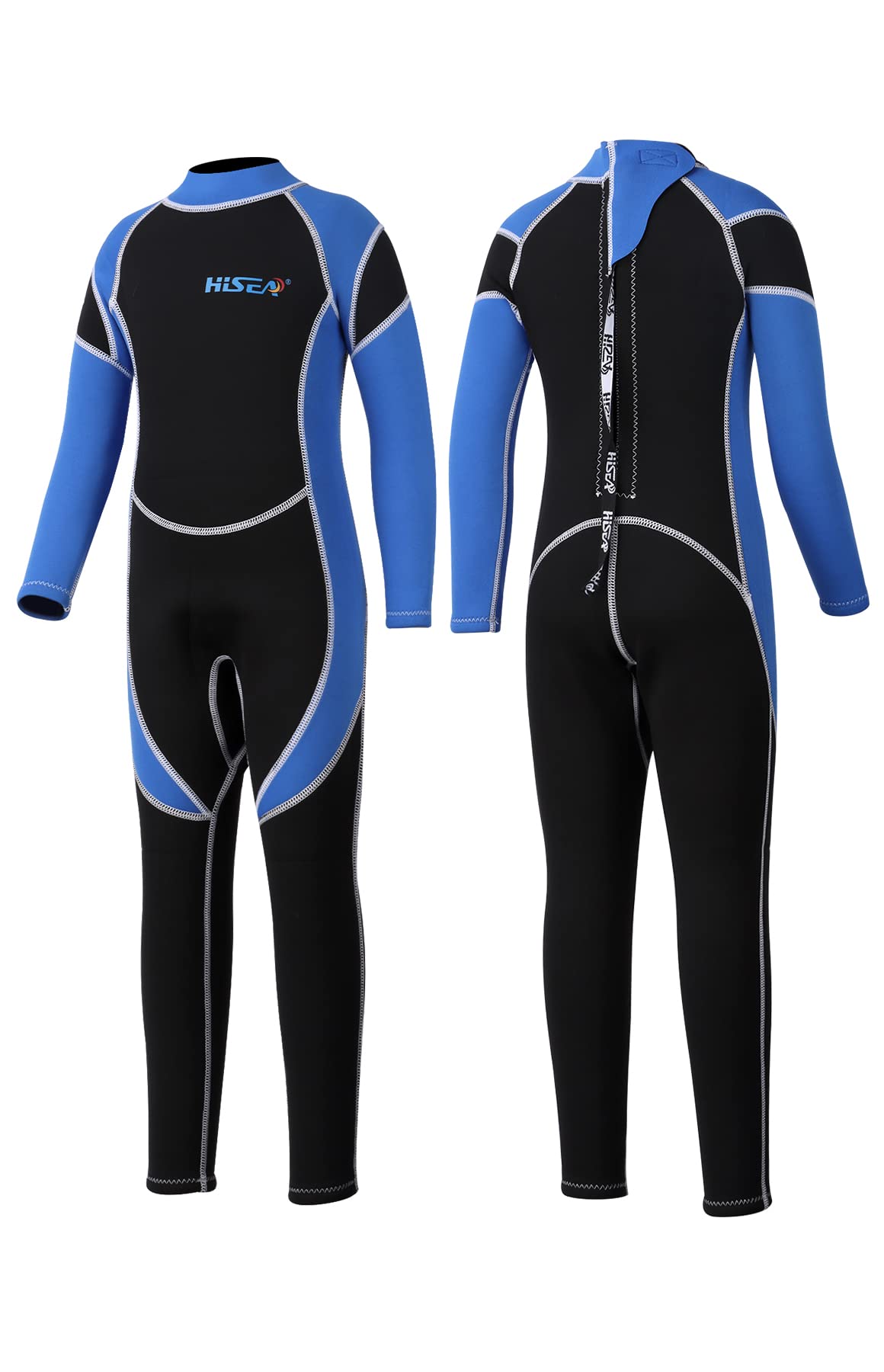 Yikayin Kids Wetsuits Full Length, 2.5MM Neoprene Diving Swimming Suit Back Zipper, Boys Girls Wetsuit for Swimming Diving Snorkeling Surfing SUP - Blue S