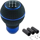 Bashineng Manual Shift Knob 5 Speed Gear Shifter Handle Round Ball Blue | Cars Truck SUV Vehicles Decoration Leather Transmission Stick Universal Cool Funny Novelty Unique Aluminum Alloy Accessories