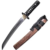 Shinken of Swords Tanto Sword Handmade Short Katana Clay Tempered T10 Steel Real Hamon Full Tang Samurai Sword Razor Sharp