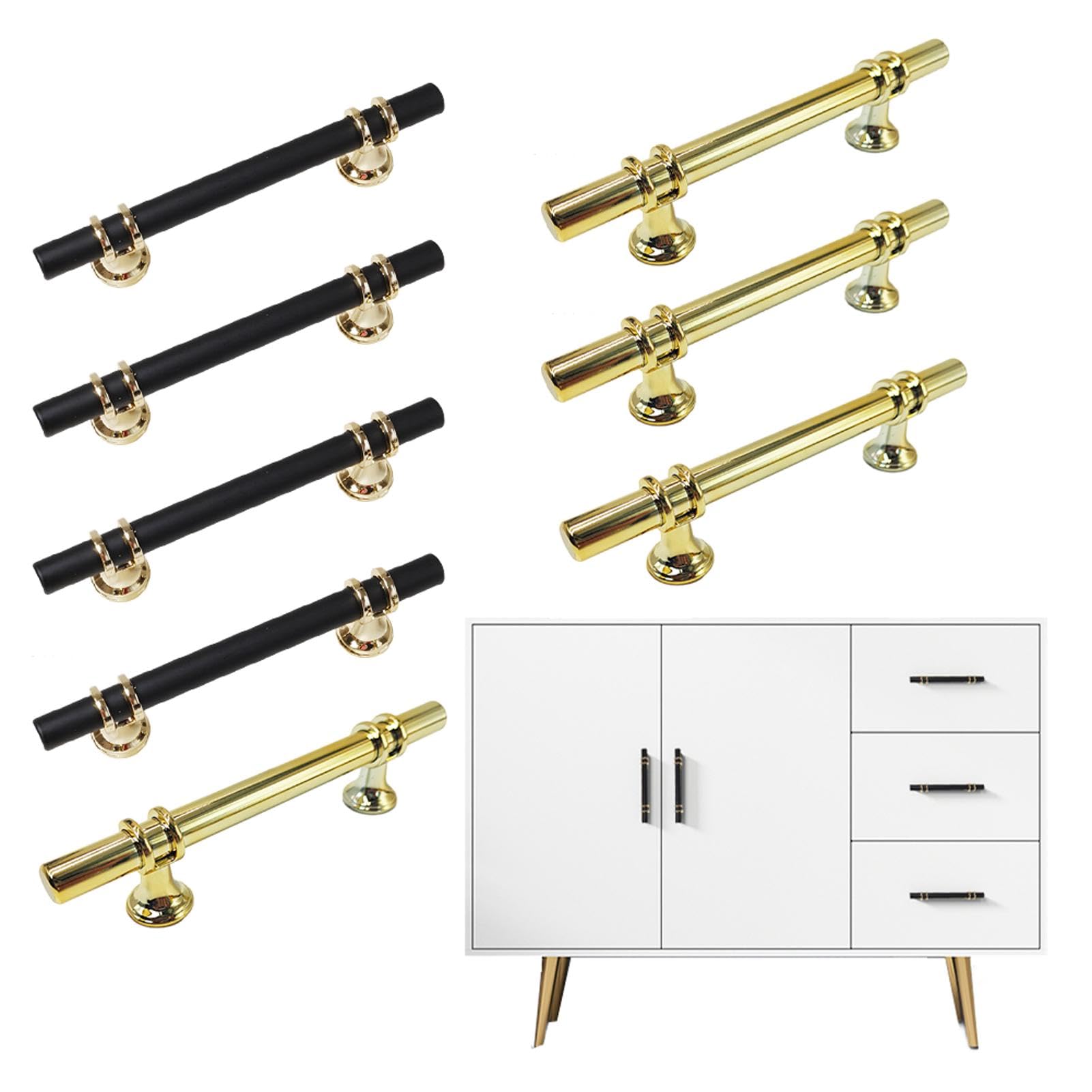 DSFSAEG 8Pcs T Bar Dresser Wardrobe Cupboard Handles with Screws, 128mm Hole Centers Pull Handle for Kitchen Drawer Cabinet Furniture Sideboard, Furniture Handles Plastic