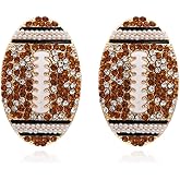 Football Earrings for Women, Beaded Football Stud Earrings for Womens, Cubic Zirconia Football Sports Ear Studs, Cute Football Jewelry -s Funny Earrings