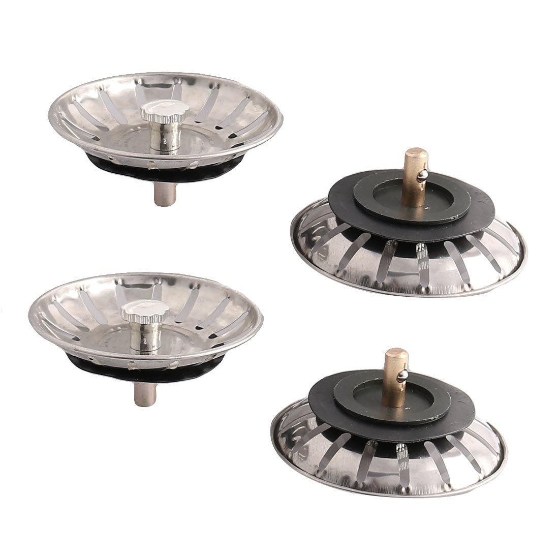 Sourcingmap Metal Household Kitchen Screen Sink Drain Strainer Stopper 4 Pcs Silver Tone