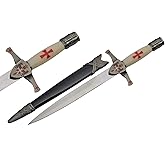 SZCO Supplies 15.75” Replica Red Cross Crusader Dagger with Adorned Scabbard,White