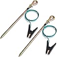 Tellegloww 2 Pcs Portable Ground Rod Grounding Rod with 4ft Grounding Wire 12AWG and Clip Grounding Pin Electric Fence Ground Rod for Antennas Satellite Dishes Generator(Crocodile Clip)
