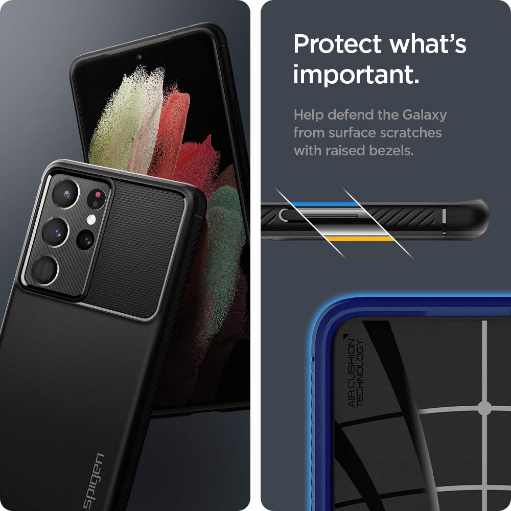 Spigen Rugged Armor Designed for Galaxy S21 Ultra Case (2021) - Matte Black