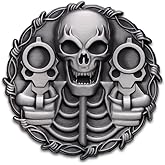 Skull Pin, Funny Lapel Pin for Men, Halloween Brooch for Men Fashion, Punk Goth Brooches, Hat Pins with Gun Skeleton, Metal Backpack Pins for Bags Backpacks Sambas Socks Shoes Cosplay Hats, Gifts for Rock Stylish Christmas Birthday