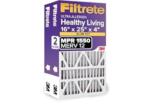 Filtrete 16x25x4(SlimFit), AC Furnace Air Filter, MPR 1550 DP, Healthy Living Ultra Allergen Deep Pleat, 2-Pack, Fits Lennox 