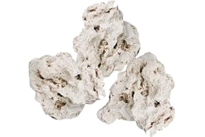 Hamiledyi Aquarium Holey Rock Stone White Coral Ornament Sea Base Rocks for Aquarium Aquascaping Natural Limestone Decor for Fish Tank Aquatic Shrimp Pet Reptile Habitat (Random Size and Quantity)