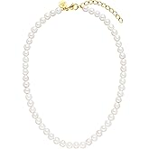 Purelei® White Pearl Necklace – 18K Gold plated stainless steel jewelry – Waterproof chain with pearls – 14 to 16 inch adjustable length – Fashion jewelry for your individual look