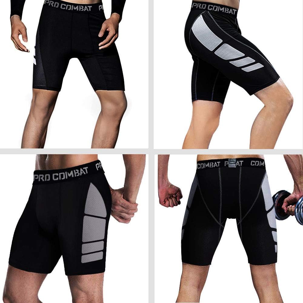 Men's Compression Shorts 3 Pack Quick Dry Sports Tight Shorts Soft Running Pants for Workouts, Training, Gym: Clothing