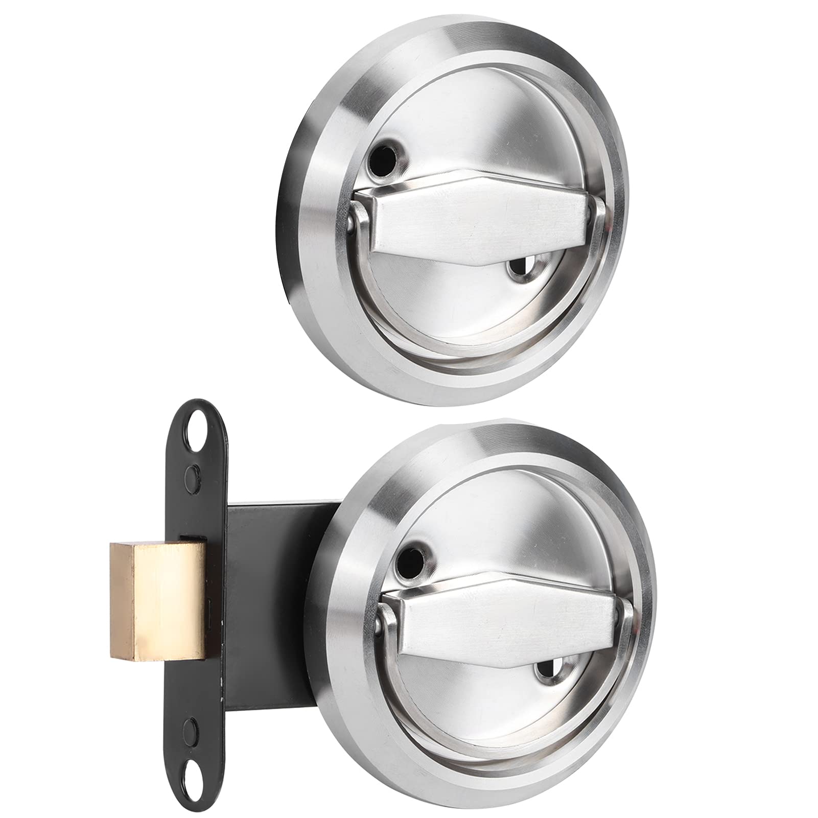 Double Sided Lock, Stainless Steel Door Lock for Bathroom Use(Silver (with Lock))