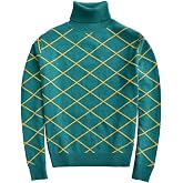 Men's Women's Green Grid Knit Sweaters Top Cosplay Costume for Diego Brando Dio