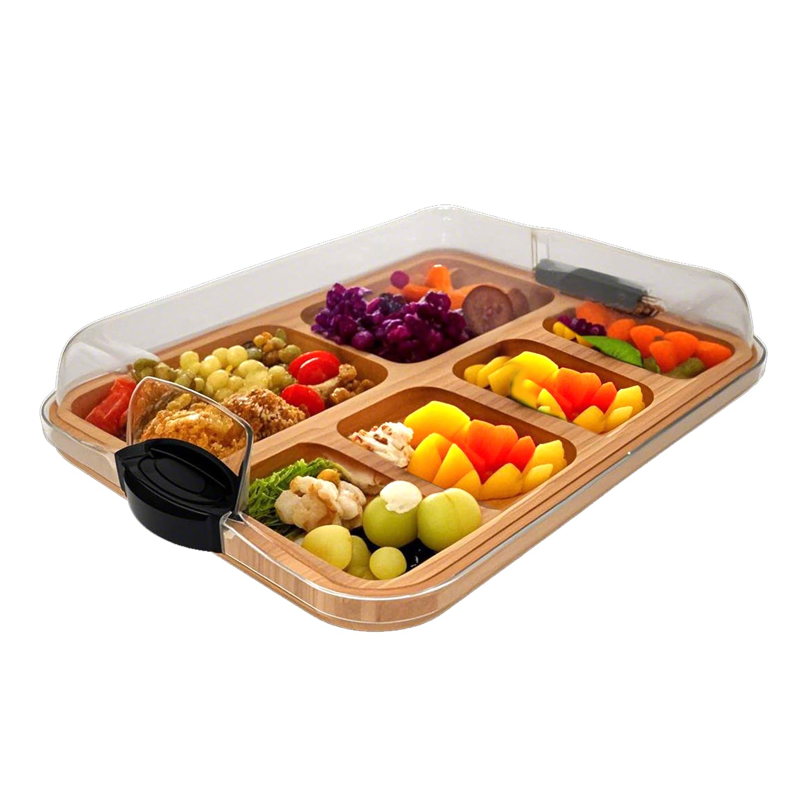 Wooden Charcuterie Board with Lid, 6 Compartments