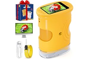 1000X Handheld Microscope for Kids, Temodu 4K 2.0" Screen Educational Science Kit Digital Microscope, Rechargeable Mini Pocke