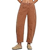 Vetinee Barrel Jeans for Women Trendy High Waisted Cropped Wide Leg Relaxed Fit Balloon Baggy Stretchy Denim Pants