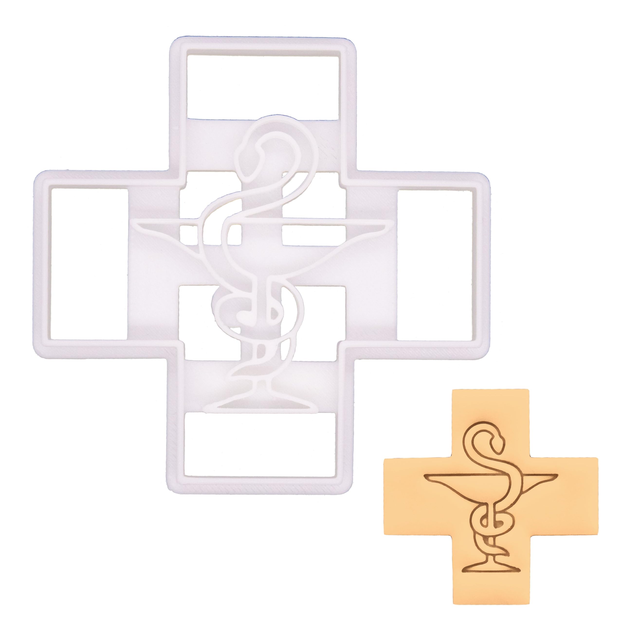 BAKERLOGY Pharmacy Logo Cookie Cutter - Detailed Biscuit Cutter Design for Baking and Crafts, Ideal on Fondant, Dough, Clay — image 1