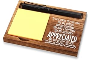 FOUGSTA Appreciation Gifts for Women, New Job Gifts for Women, Inspirational Office Decor Gift for Woman,Wooden Notepad Pen Holder With Inspirational Quotes,16.5 x 12 x 1.5 cm,XXN3