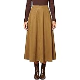 CUPSHE Women's Midi Skirts A Line Suede Skirt Dressy High Waisted Long Skirt with Pockets Casual Winter Fall Vacation Outfits