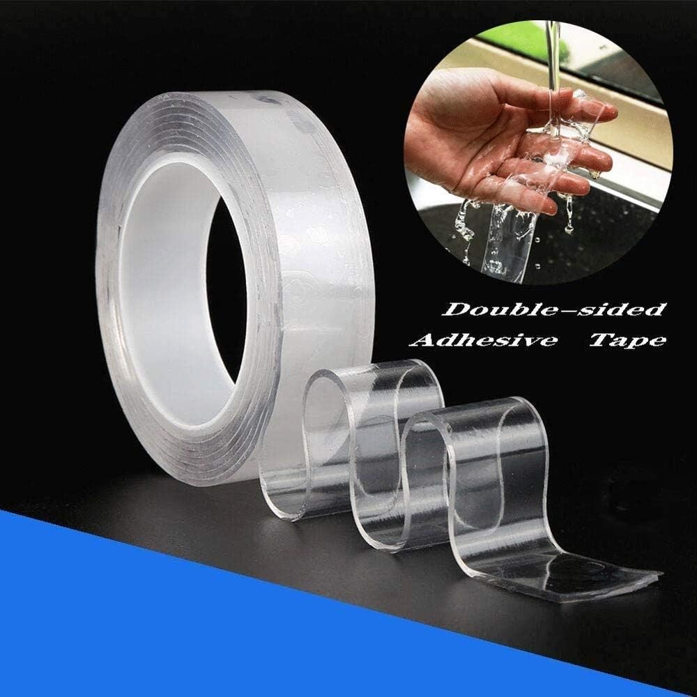 Nano Adhesive Tape Reusable Double Sided Adhesive Tape Gel Tape Glue Multipurpose No-Trace Removable Adhesive Tape Transparent Nano for Wall, Kitchen, Carpet, Photos Fixing,1M (2 pcs) - Image 4