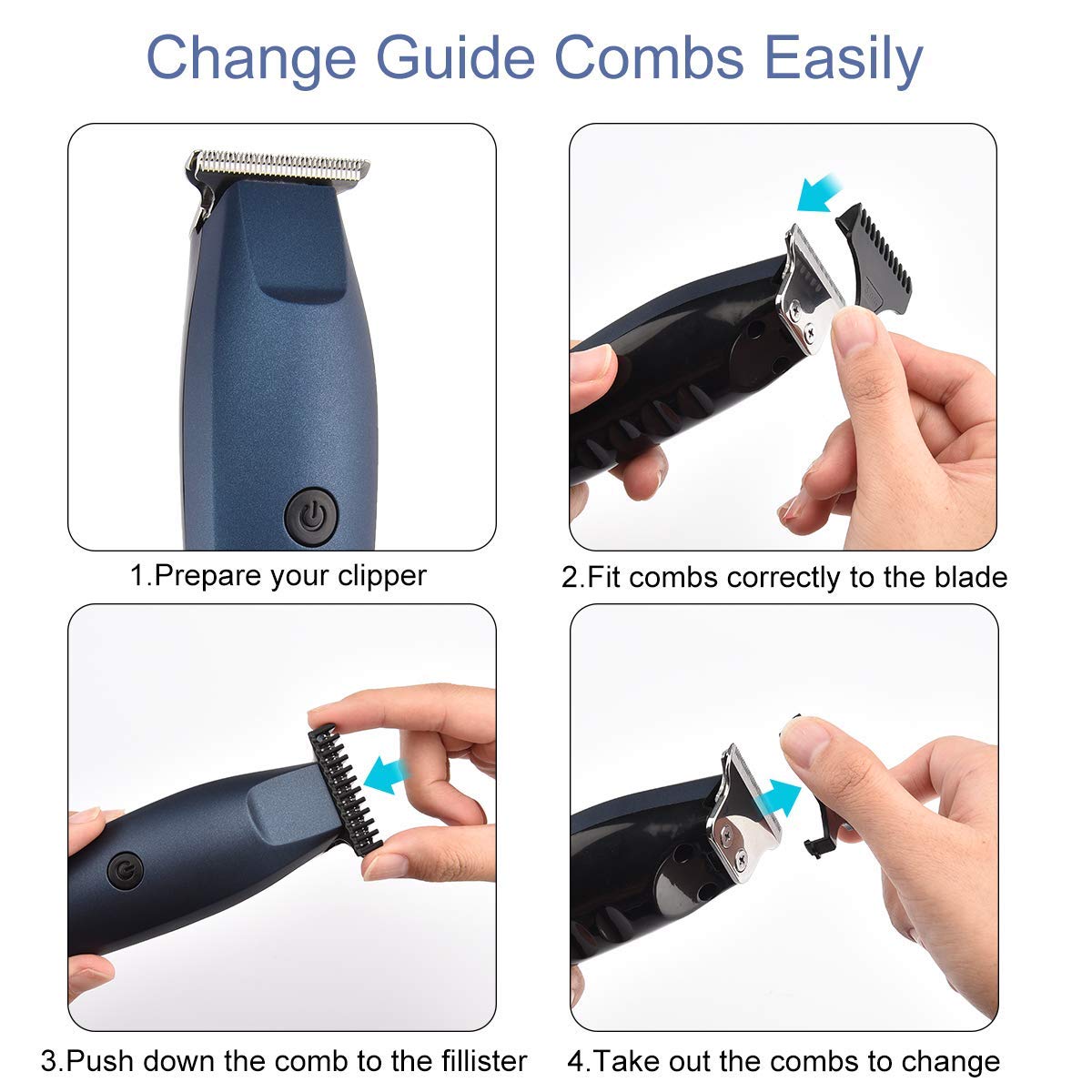 Professional Hair Clipper, HONGNAL Cordless Pro Hair Cutting Kit Rechargeable Beard Trimmer Clippers with 2 Speeds 3 Guide Combs for Face/Body Hair Groomer for Men/Women