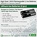 EcoGear FX 18650 Flat Top Batteries - Rechargeable Long Lasting IMR High Drain Lithium Ion Batteries 3.7V 3000mAh Li-ion 40A 2pk - (Recommended Only for High-Drain Devices)