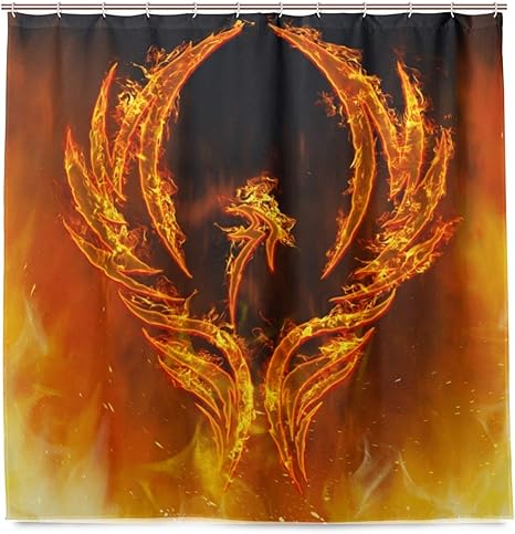 Amazon Patinisa 防水シャワーカーテン イラストフェニックス鳥の炎の翼の上昇 浴室 目隠し 間仕切り取付簡単 カーテンリング付属 おしゃれ バスカーテン 180ｘ180cm シャワーカーテン ホーム キッチン オンライン通販