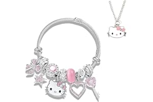 SINOEEM 2PCS Bracelet Set Gift, Adjustable Stainless Steel Silver Charm Bracelet and Necklace, The Gift for Kids, Girlfriends, Best Friends, or Sisters.