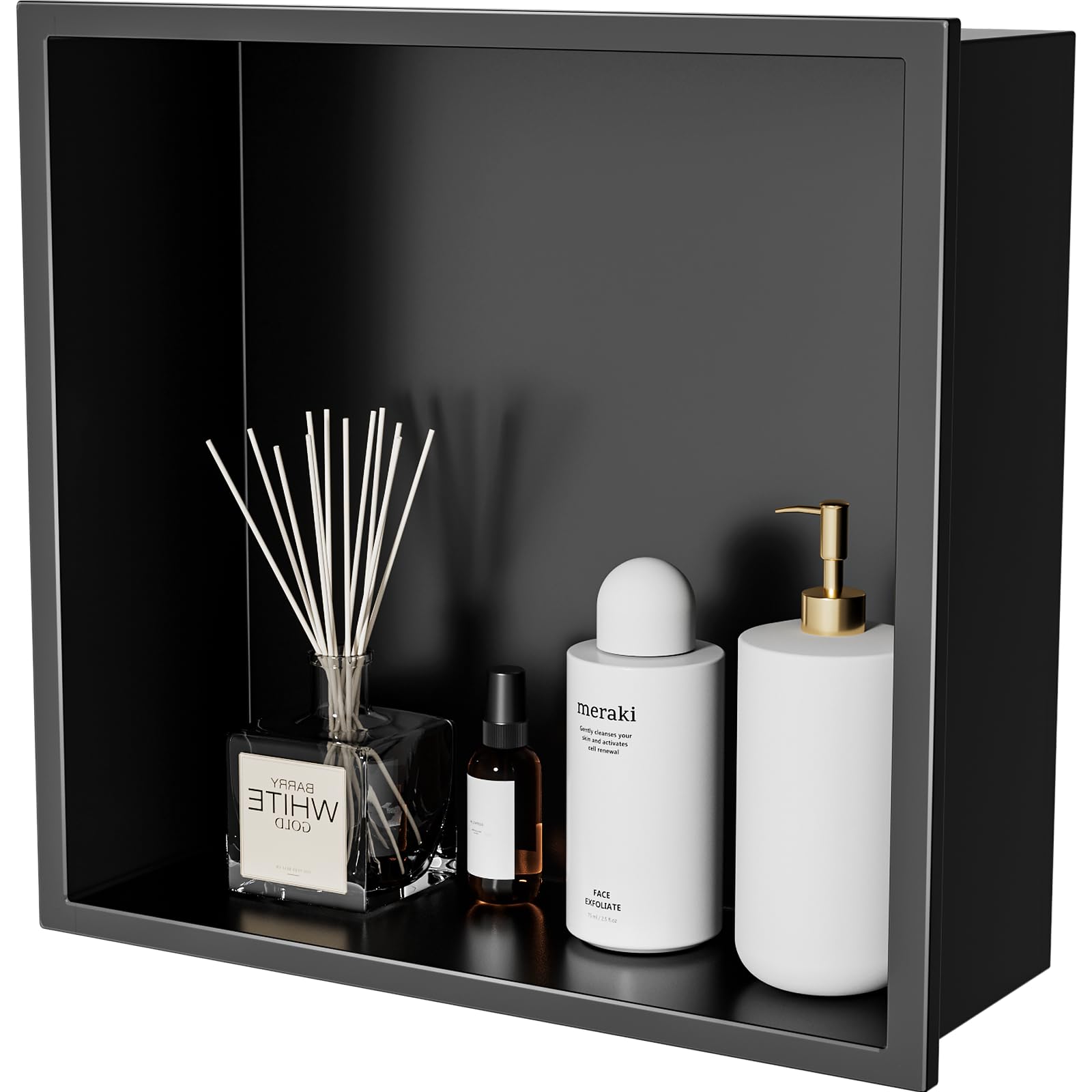Photo 1 of HelloaySen Stainless Steel Shower Niche 12" X 12" Matte Black No Tile Needed Vertical Niche Shower