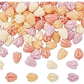 NBEADS 100 Pcs 4 Colors Jasmine Flower Beads, 8-8.5mm Synthetic Coral Floral Spacer Beads 3D Carved Cute Loose Beads Flowers for DIY Crafts Necklace Bracelet Jewelry Making Accessory
