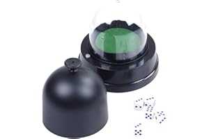 Hbaebdoo Automatic Dice Roller Cup Battery Powered Pub Bar Game with 5 Dices Black