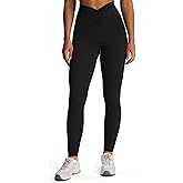 Aoxjox High Waisted Workout Leggings for Women Hidden Scrunch V Waist Front Illusion Ruched Athletic Yoga Pants 26"