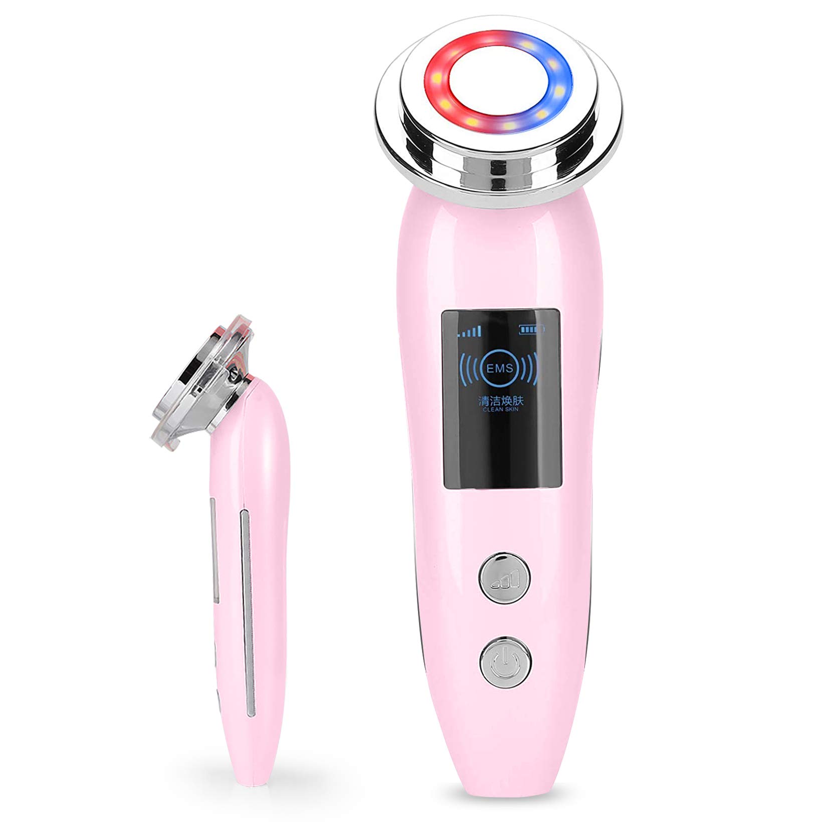 Photon Rejuvenation Beauty Instrument Portable Handheld Vibration Face Care Beauty Device Used for Facial Lifting Wrinkle Removal Skin Care Promotion of Creams and Absorption (Pink)