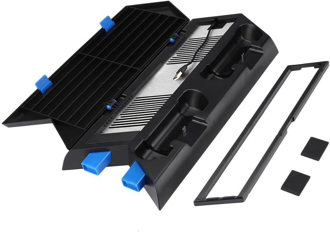 JullyeleDEgant Vertical Support Cooling Fan PS4 Slim PS4 Pro 3 in 1 Multifunctional Charging Station Controller USB Hub 3 Ports