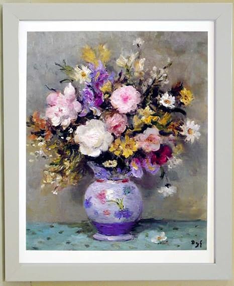 Amazon Marcel Dyf 青い花瓶の芍薬とアイリス 輸入アートプリント 額装済み アートフレーム ポスター オンライン通販