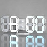 3D Digital Alarm Clock, Modern Design LED Wall / Desk Clocks 12/24H Time /Date/ Temperature Display, Nightlight /Brightness A