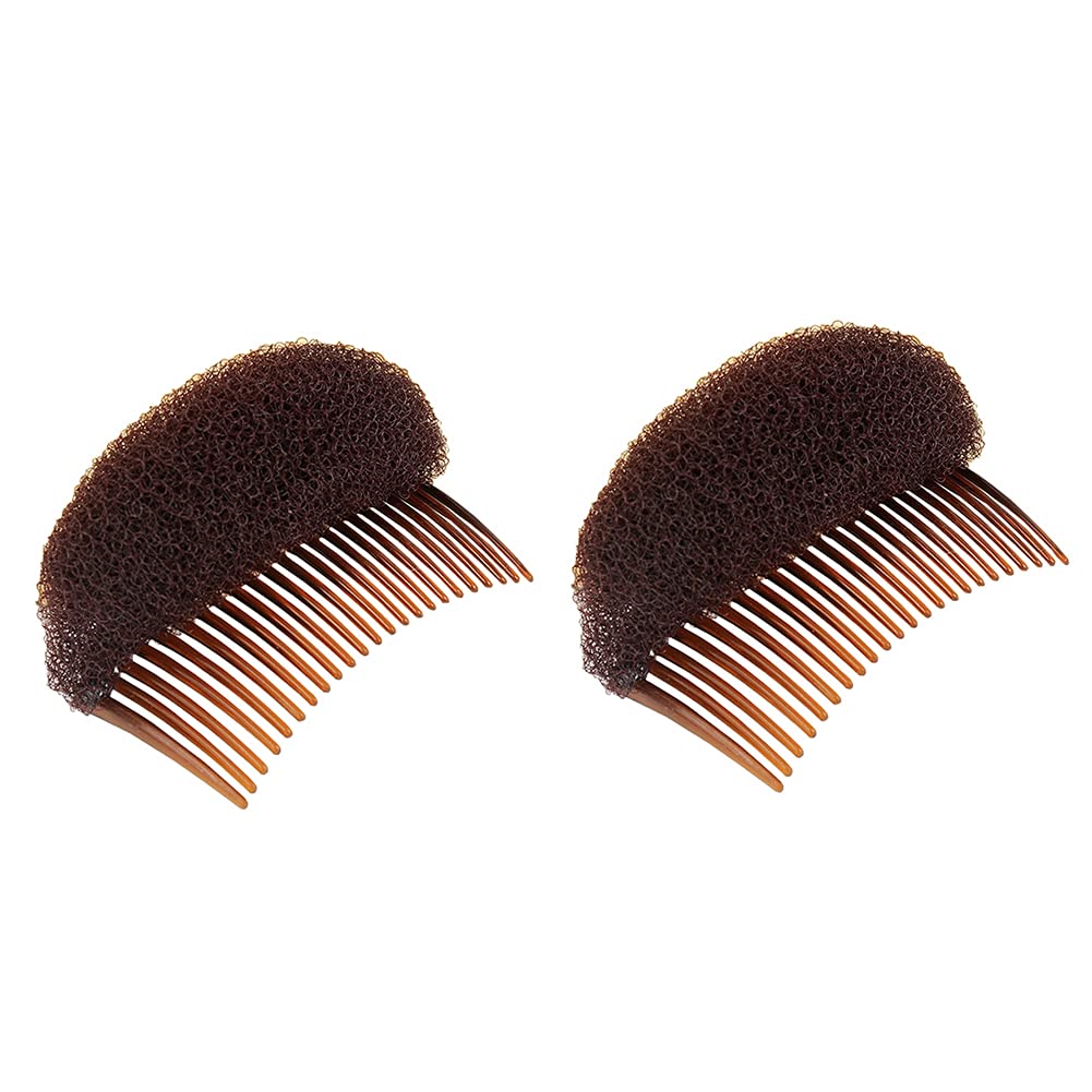 2PCS Hair Decoration Comb Sponge Foam Hair Bump it up Volume Insert Hair Base Styling Accessories Back Do Beehive hair styler Tool(Brown)