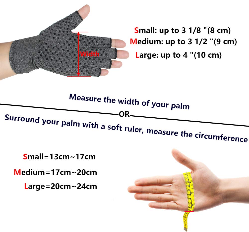enshey anti-arthritis Kompression Handschuhe für Damen Herren, Kompression Therapie und Wärme zu erhöhen Durchblutung Schmerzen und Fördern Heilung - atmungsaktiv, fingerlos, Anti-Rutsch-1 Paar
