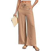 Oymyakon Women's Palazzo Lounge Pants Summer Casual Loose Drawstring High Waisted Wide Leg Pants Beach Trousers