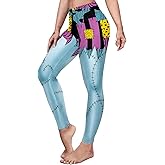 Flaminet Womens Sally Cosplay Halloween Leggings Stretchy Nightmare Patchwork Printed Costume Tights