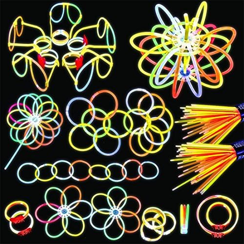 200 8'' Glow Sticks EMDMAK Glowsticks with Connectors to Make Bracelets Glasses Flowers Balls Suitable for All Parties (Total 456 Pieces)