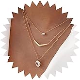 Iaceble Boho Layered Cz Choker Necklace Gold Rhinestone Heart Necklace Crystal Heart Pendent Necklace Sparkling Gemstone Necklace Jewelry for Women