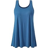 Accbiety Tank Top for Women with Built Bra Flowy Loose Fit Tanks Pleated Cami