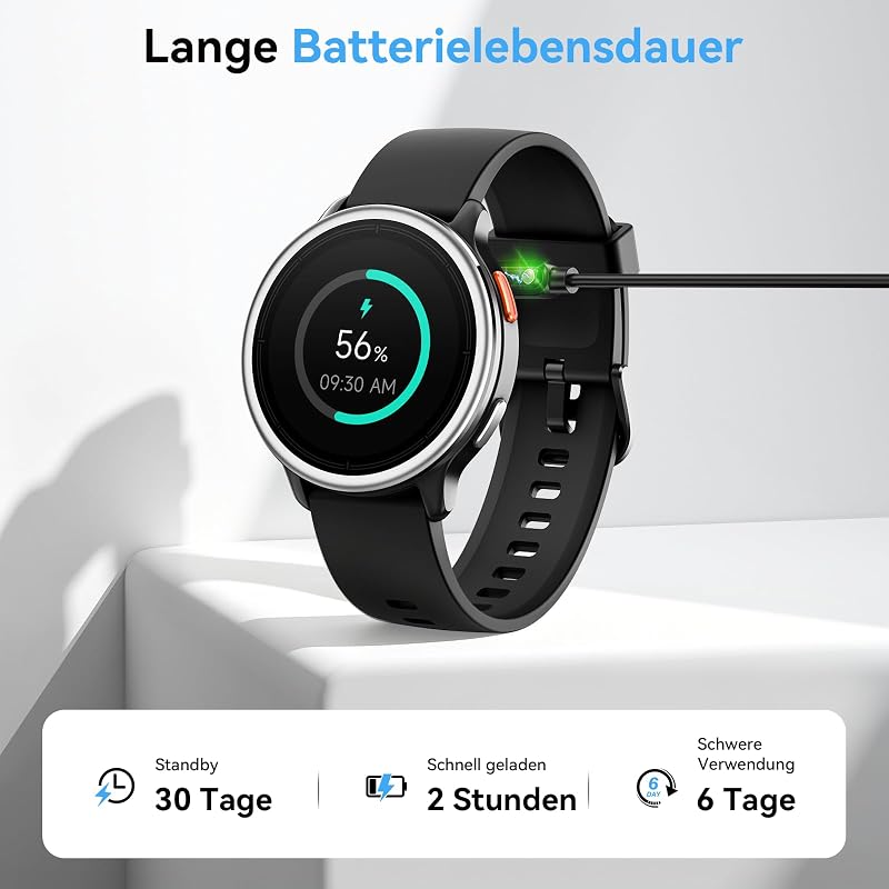Smartwatch Herren Damen Rund, 1.27" Smart Watch mit Telefonfunktion/Whatsapp,Uhren Damen mit Pulsuhr Schlafmonitor Schrittzähler Uhr,120+ Sportmodi 3ATM Wasserdicht,Fitnessuhr für Samsung iOS Android