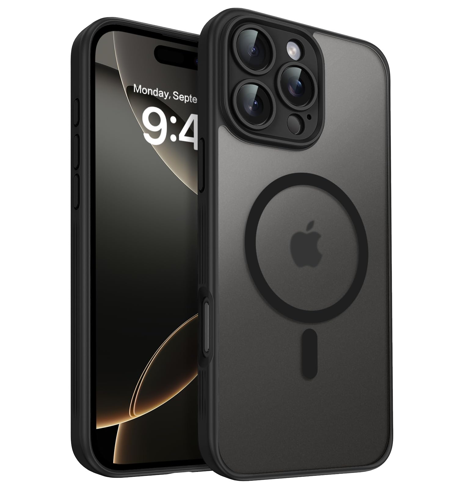 Photo 1 of BENTOBEN Compatible with Magnetic iPhone 16 Pro Case, [Compatible with Magsafe] [Full Camera Protection] Translucent Matte Design Shockproof Bumper Drop Protection Girls Women Boys Men Cover, Black